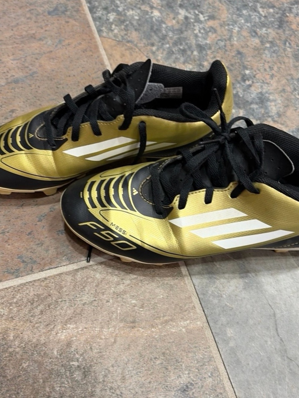 Men’s Gold and Black Soccer Cleats - Adidas F50 Messi